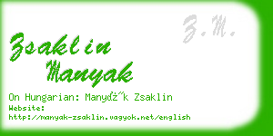 zsaklin manyak business card